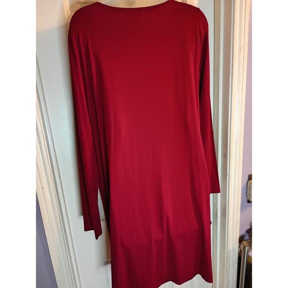 Eileen Fisher Top Red Sz M Side Slots Laganlook Wardrobe Staple - Picture 6 of 8